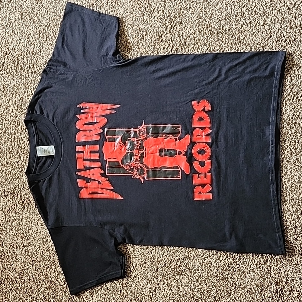 DEATH ROW RECORDS ADULT BLACK RED LOGO T-SHIRT SIZE L